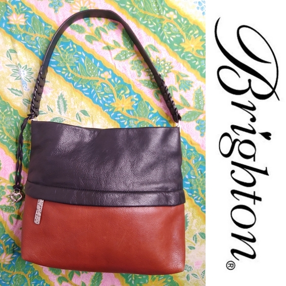 Brighton Handbags - Brighton Black and Tan Leather Shoulder Bag